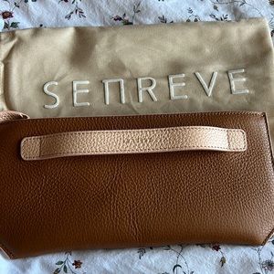 Senreve Colorblock Clutch in Cocoa with Gold Hardware
